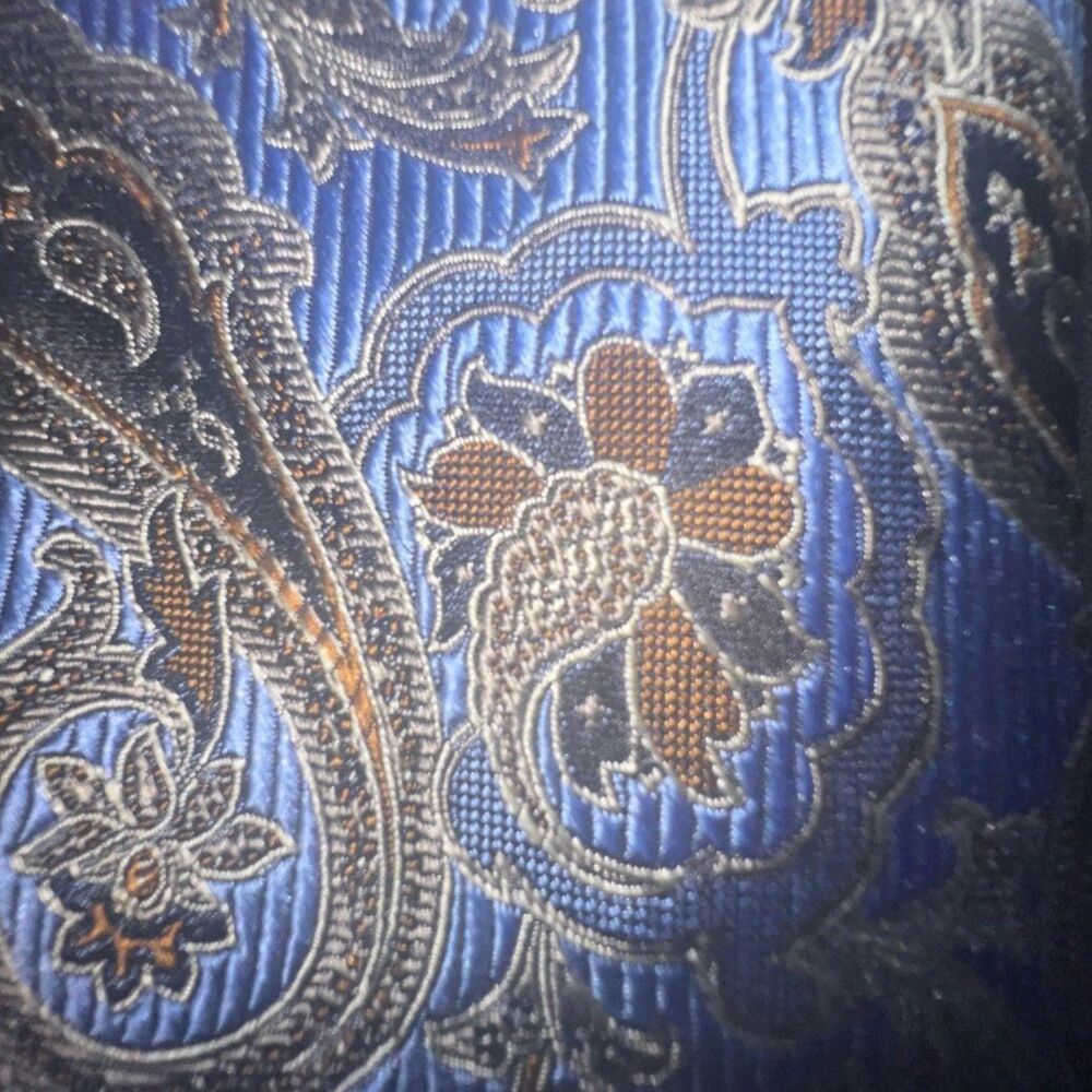 J.Z. Richards Silk Tie Blue Paisley Geometric Medallion Handmade USA Nordstrom